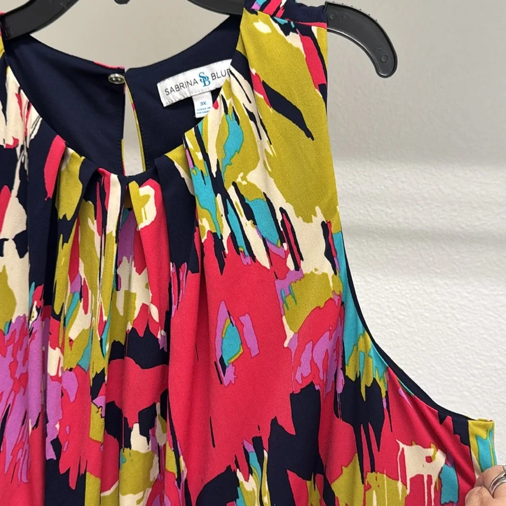 Sabrina & Blue Women’s 3X Maxi Dress Abstract Floral Sleeveless Flowy Comfy Cute - Picture 6 of 11